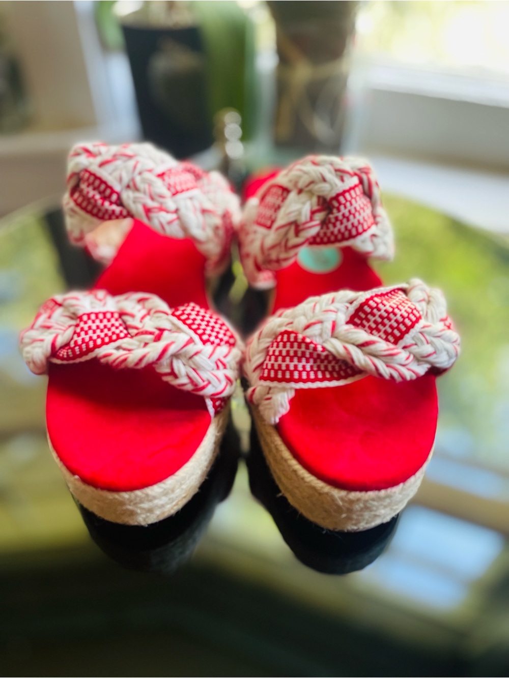Violet & Red 💖 Red Braided Espadrille Platform Sandals Size 8 💖